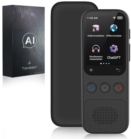 Sprachübersetzer Gerät, Translator Sofortübersetzer kein WLAN, ChatGpt AI Übersetzungsgerät mit Sprachausgabe, WIFI/Hotspot/Offline, S80