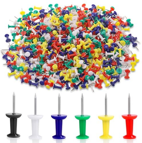 JIANTA Mehrfarbig Reissnägel, 600 Stück in 6 Farben Kreativ Dekorative Bunte Reißzwecken groß, Bunt Pinnwandnadeln Reisszwecke Pinnadeln