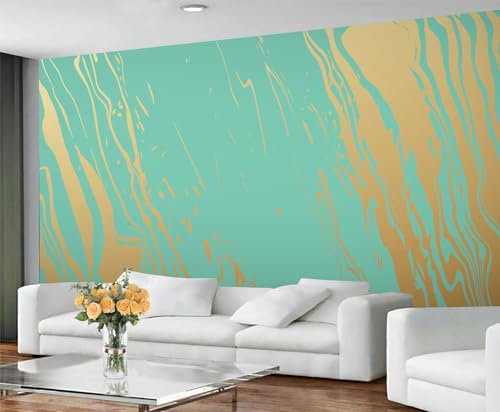 GIVLWF Marble Wallpaper, Teal Gold Marble Peel and Stick Wallpaper for Bedroom, Light Luxury Wall Paper for Living Room, Nordic Abstract Large Mural & Room Decor
