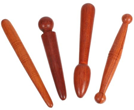 Manuelles Fuß Akupressurmassagegerät 4 Stück Braun | Traditionelle Chinesische Massage, Handliches für Zuhause, Punktgenaue Anwendung an Füßen
