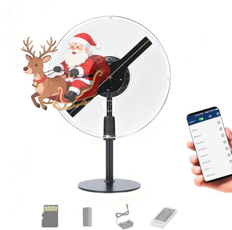 HFZ Ventilateur hologramme 3D avec coque de protection, contrôle par application WiFi, Bluetooth à distance, LED lumineuse, bibliothèque vidéo 700 pour salons, expositions, vente au détail et