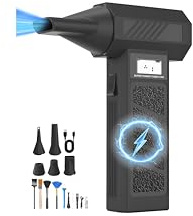 SOPPY Elektrischer Staubgebläse Mini Jet Gebläse 130.000 U/min Wiederaufladbares Luftgebläse Luftstaubsauger mit 5000mAh Akku, LED-Leuchten, Jet Dry Mini-gebläse Einstellbar Druckluft, Schwarz