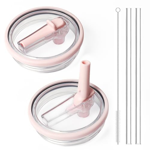 HeyMoly Tumbler Lid Replacement for Hydrojug Traveler 32oz Water Bottle With Handle(ONLY), Flip Straw Lid for Hydrojug 32oz Tumbler, Accessories for Hydro Jug, Leak Proof and BPA Free(Light Pink)