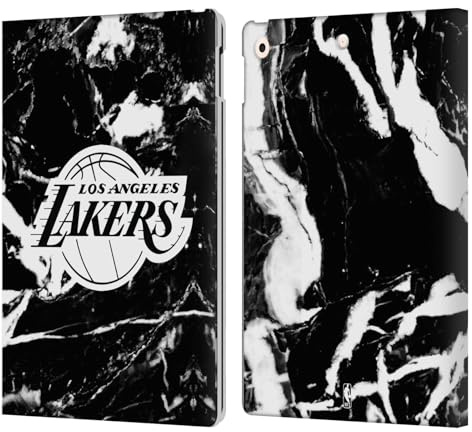 Head Case Designs Offizielle NBA Schwarzer Marmor Los Angeles Lakers Leder-Wallet-Hülle Kompatibel mit Apple iPad 10.2 2019/2020/2021