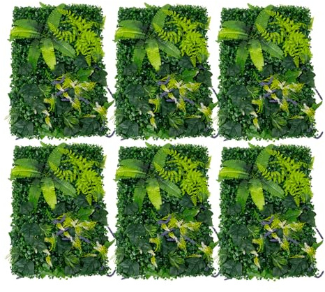 6PCS 60*40cm Wandbefestigung Künstliche Pflanzenwand Outdoor Und Indoor | Persisches Blatt, Süßkartoffelblatt, Lavendel, Für Die Dekoration Von Balkonen, Garagen Und Gärten