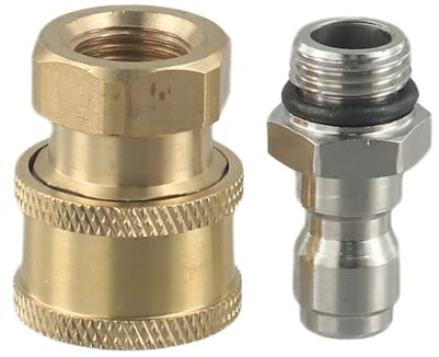 Ensemble de raccords rapides pour nettoyeur haute pression - G1/4 fileté mâle et femelle - Cuivre et acier inoxydable - 220 bar (4000 psi) - Pour machines de nettoyage domestique