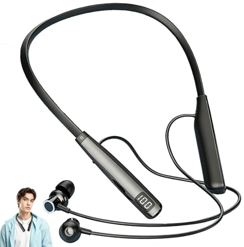 Auriculares Bluetooth Deportivos 5.4 Banda para el Cuello,80H de Batería | cancelación de Ruido,Bluetooth Neckband con Mic y Control de Cable con Carga rápida USB-C para Correr y Gimnasio