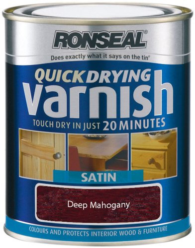Ronseal QDVSDM750 750ml Quick Dry Varnish Coloured Satin - Dark Mahogany