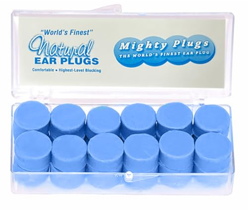 Mighty Plugs Pure Beeswax Ear Plugs for Sleeping, Snoring Noise Reduction, Swimming – Moldable Wax Earplugs, Reusable, Waterproof for Shower, Comfortable for Side Sleepers (12 Pairs)