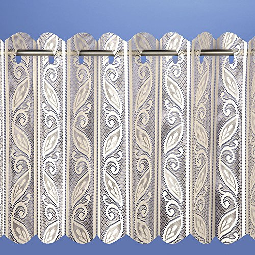 home-expression Pleated vertical blind cream champagne net curtain heavy thick floral print traditional lace net curtain 72 INCH (180CM) wide x 90 INCH (230CM) drop approx plain slot top