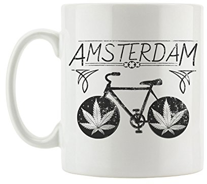 Pixxprint Amsterdam Coole Party Tasse, ca. 300ml Fassungsvermögen, Keramik Weiß, Spülmaschinenfest