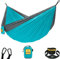 Wise Owl Outfitters Hängematte für Camping, Einzelhängematten, Ausrüstung für Outdoor, Rucksackreisen, Überleben oder Reisen, tragbar, leicht, Fallschirm-Nylon, Blau und Grau