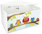 Leomark Kinderbank Hölzerne - Eulen XL - Kindertruhenbank, Behälter für Spielzeug, Truhe für Kinderzimmer, Kindermöbel, Sitzbank Höhe: 46 cm
