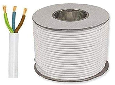 JSL White 3 Strand 28 AWG 3 Core 1mm 10 Amp PVC Flexible Electronic Wire Cut to Length (50 Meters)