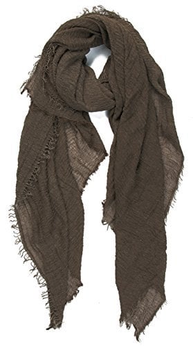 World of Shawls Ladies Distressed Crinkle Scarf Maxi Wrap Large Warm Soft (Chocolate Brown)