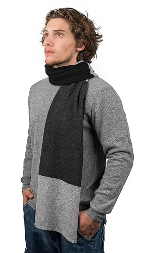 Dalle Piane Cashmere - 3 Farben Schal aus 100% Kaschmir - Made in Italy - für Mann, Farbe: Schwarz/Grau/Anthrazit, Einheitsgröße