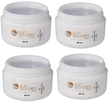 Sun Garden Nails Sparset 4 x 30 ml Aufbaugel UV Fiberglas Gel Klar - 1-Phasengel für Nagelmodellage