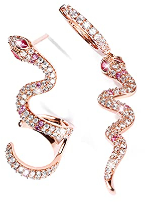 Gnoce Schlange Ohrringe Silber 925 hängend Rose Gold Ohrringe Ohrschmuck Mit Zirkonia Schmuck Geschenk für Damen Ehefrau Geburtstag
