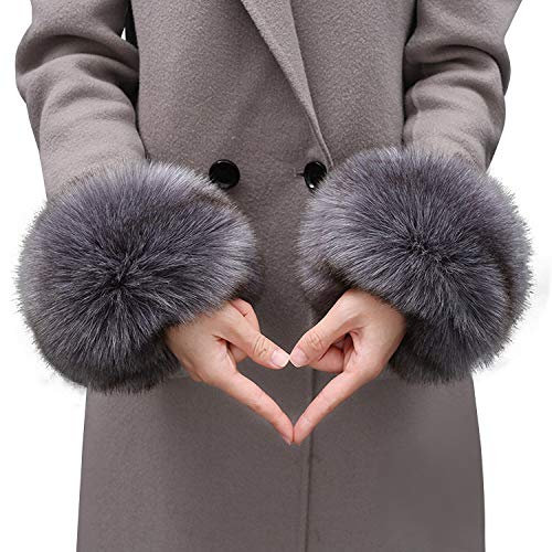 LAEMILIA Faux Fell Stulpen Pulswärmer Damen Kunstfell Armstulpen Frauen Winter Handgelenk Wärmer