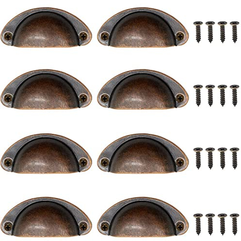 KostaTech KSTEU 8 Piezas Manijas de Shell,manijas del gabinete Vintage Tiradores Muebles Antiguos Manijas de Cajones Semicirculares para el Hogar, Gabinetes de Cocina, Puertas