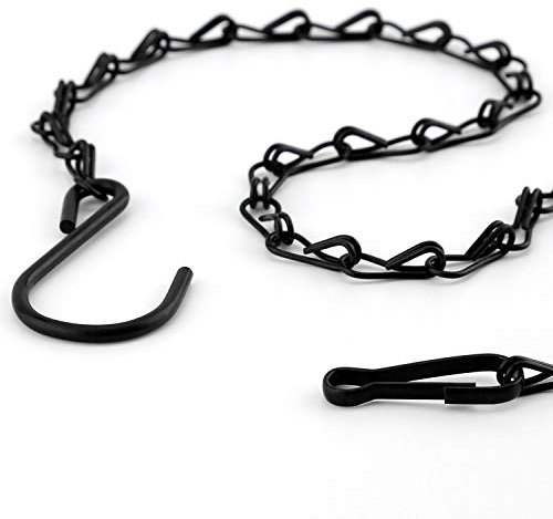 TOYMIS 12 Pack Decorative Hanging Chains Black Hook Chains Mental Chain Hanger for Bird Feeders,Planters,Lanterns,Wind Chimes,Billboards,Chalkboards and More,Indoor and Outdoor Use(22.4 Inches)