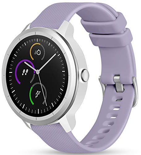 Vobafe Garmin Armband 20mm Kompatibel mit Vivoactive 3/Venu 2 Plus/Venu sq/Vivomove HR, Weiche Silikon Armbänder Sport Ersatzband für Garmin Fenix 7S/Forerunner 55/245/645 Music, Lavendel