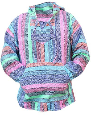 Del Mex Mexikanischer Baja Kapuzenpullover, Sweatshirt, Pullover, Jerga, Surf, Poncho, Drogenteppich