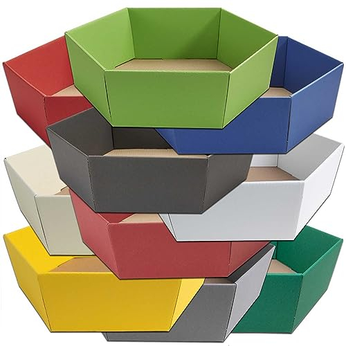 10 x PresentFill® Präsentkorb Natur ohne Inhalt - Geschenkkorb aus umweltfreundlichen 100% Recycling Karton - groß sechseckig - Made in Germany für Weihnachten - Ostern - Hochzeit - Geschenke
