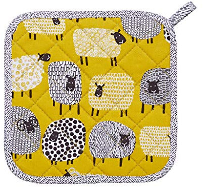 Ulster Weavers - Yellow Sheep Pot Mat/Pot Holder (21 x 21cm) - 100% Cotton - Cotton Trivet with Sheep - Farm Animals Pot Mat - For Hot Pan Mat - Trivets for Hot Pans - Kitchen Accessories/Sheep Gifts