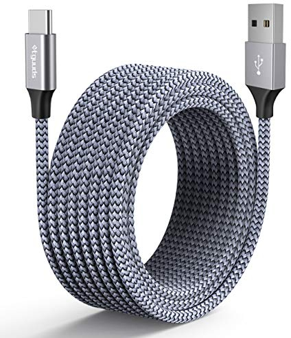 etguuds Câble USB C 5m, Long Long USB C vers USB Cable 3A Charge Rapide Nylon Chargeur Type C Cable pour iPhone 15 Pro Samsung Galaxy S23 S21 S20 S10 S9 S8, Switch, PS5 etc