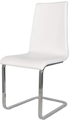 t m c s Tommychairs - Freischwinger-Stuhl Berlin mit hochfestem rechteckigem Freischwingergestell aus Stahl und Sitzflaeche aus mehrschichtigem Holz gepolstert und mit weissem Kunstleder bezogen