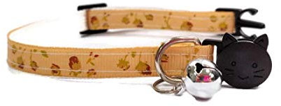 Floral Cat Collars with Bell. Safe, Quick Release Breakaway Buckle Available in Cat Size & Kitten Size. Various Designs Available - Gold with Gold Roses