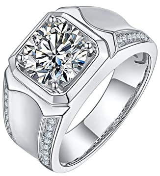 Gem's Beauty Moissanite Herrenringe 925 Sterling Silber Ehering 3,0 Karat D Farbe Moissanite Verlobungsring Diamantringe für Männer (Größe 11