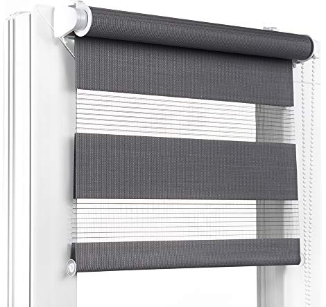 Fenster DEKOR - Rollos für Fenster Dunkelgrau - Klemmfix Rollo ohne Bohren B95 x H150 cm - Doppelrollo mit Einer Breiten Auswahl an Größen und Farben - Blickdichte Rollos, einfach zu montieren
