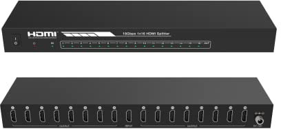 FOURKAY 1x16 4K UHD HDMI Splitter Distribution Amplifier. HDMI2.0b and HDCP2.2 compliant. HDR. Supports resolutions up to 4k2k@50/60Hz 4:4:4