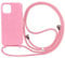 PuYu Zhe Compatible for iPhone 13 Mini Case,Silicone Crossbody Cover TPU Shell Adjustable Cord Lanyard Slim Stylish Shockproof Case-Pink