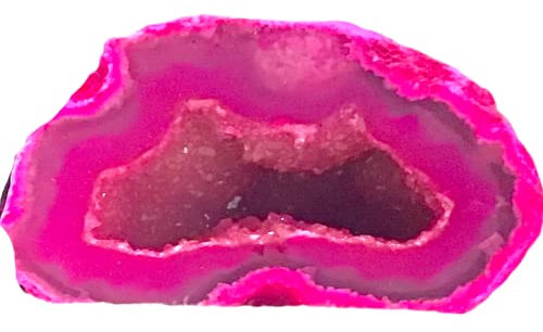 Steinfixx - wunderschön gefärbte Achat Geode | aufgeschnitten | A* Qualität | Schnittkante poliert I Glücksgeode I Feengarten (Pink)