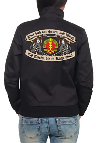 Spaß Kostet Damen Harrington Jacke DDR Hüte dich vor Sturm und Wind und Ossis die in Rage sind (mit Rückendruck) Größe XS bis 5XL