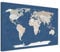 Weltkarte-Pinnwand als Leinwandbild, pinne Deine Reisen und Erinnerungen – World Map Titan - Deutsch - Landkarten-Wandbild in blau, 100 x 70 cm