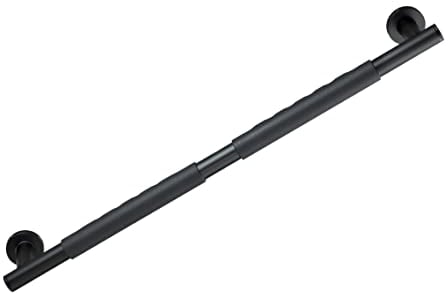 WENKO Wandhaltegriff Secura 65,5 cm, Bad-Sicherheitsgriff und Gleichgewichtsstütze für Badezimmer, Dusche, Wanne oder WC, aus rostfreiem Edelstahl mit Rutschfester Soft-Touch-Grifffläche, Schwarz