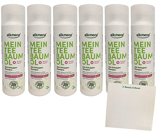 Alkmene Mein Teebaumöl Antischuppen Shampoo 6er Pack (6x200ml Flasche) + usy Block