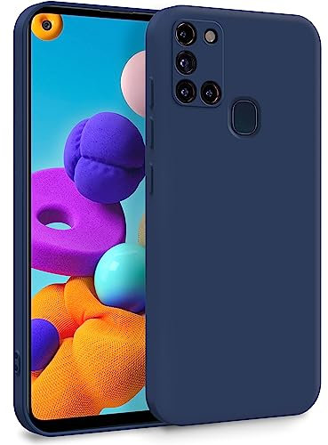 MyGadget Hülle für Samsung Galaxy A21s - Zweilagige Handyhülle mit Kameraschutz - Cover mit Innenfutter & Silikon außen - Dunkelblau