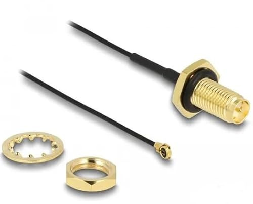 DeLOCK 88383 Koaxialkabel 0,35 m RP-SMA I-PEX MHF1 Schwarz, Gold