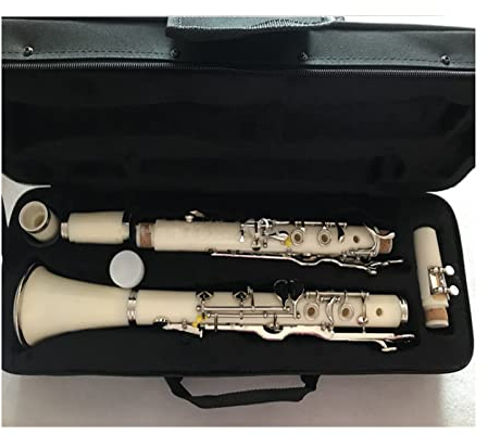 Klarinette Hochwertiges 17 Tasten G Tune Klarinette Bakelit Körper Silver Key Professionelles Musikinstrument Mit Koffer (Color : Ivory)