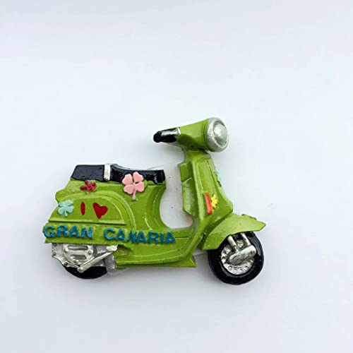 Hellgrüner Motorrad-Magnet, Gran Canaria, Spanien, Kühlschrank, Dekoration, Aufkleber, Souvenir, Kunstharz, Basteln, Küche, Whiteboard