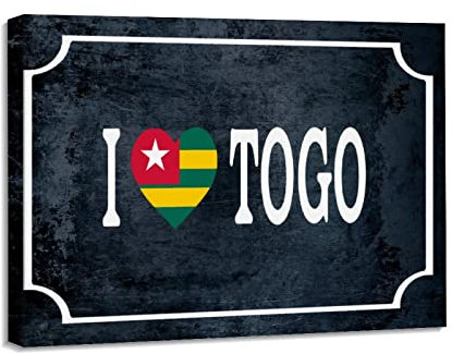 Yelolyio Leinwandbild I Love Togo für Schlafzimmer, Wohnzimmer, Dekoration, Togo-Flagge, Wanddruck, Poster, Kunstwerk, Land-Souvenir, moderne Wanddekoration für Kinderzimmer, Büro, neues Zuhause
