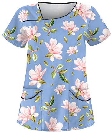 Kasacks Damen Pflege Medizinische Kleidung Altenpflege Arbeitskleidung Arzthelferin Nurse Uniformen Berufskleidung Frauen (Sky Blue, M)