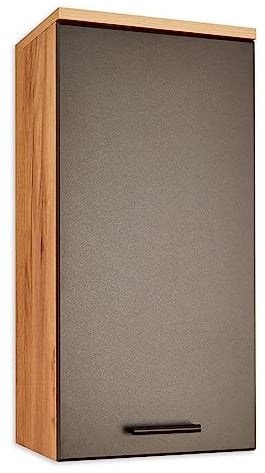 RIOM Badezimmer Hängeschrank in Artisan Eiche Optik / Schwarz - Badezimmerschrank Bad Schrank mit viel Stauraum - 30 x 61,5 x 25 cm (B/H/T)