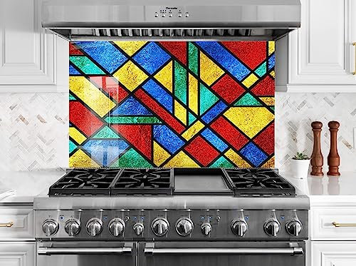 Myphotostation.com 40 B x 20 H Zoll Gehärtetes Glas Erde Backsplash Design Herd Wand Backsplash Panel Glas Spritzschutz für Küche Panel Design Space Splashback Galaxy