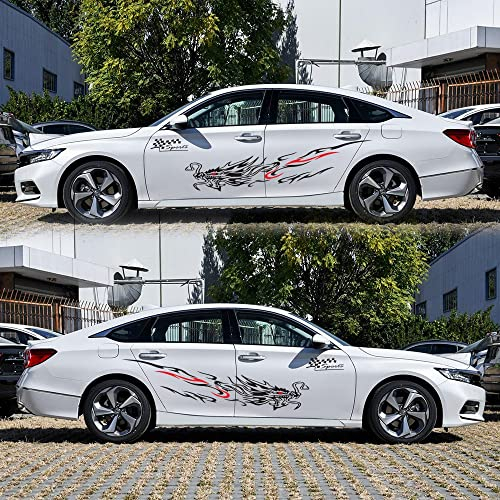 Autoaufkleber Drachen Aufklber für das ganze Auto, um Autos zu modifizieren und Kratzer abzudecken (Schwarz+ rot)